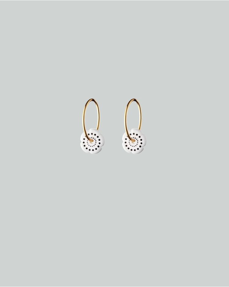 Anne Black Flower Hoops mini – Guld – Sort