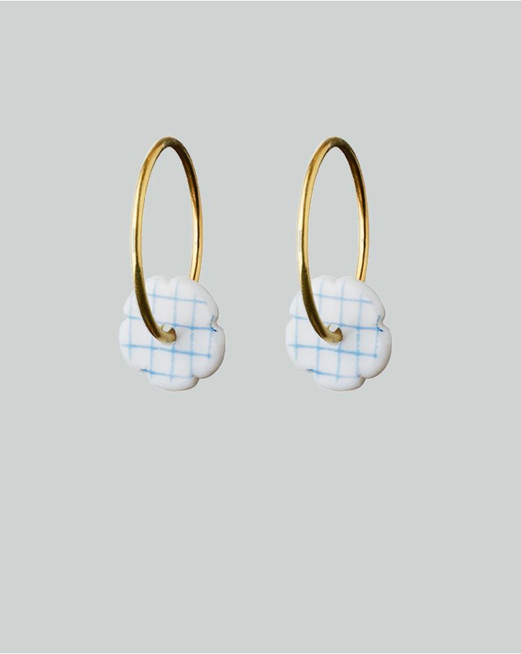 stripes creoler mini guld blå tern